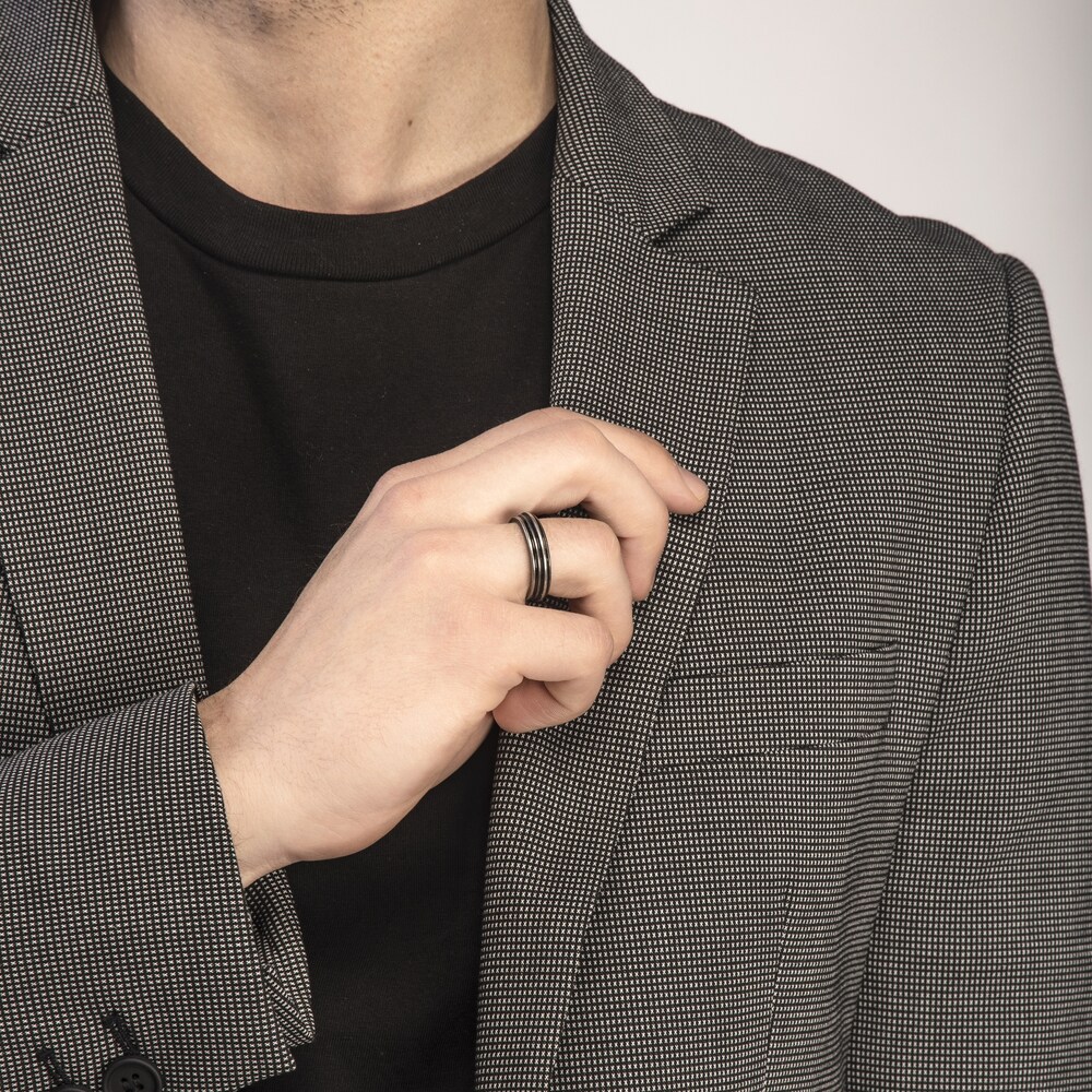 Marco Dal Maso Men\'s Acies Thin Ring Black Enamel Sterling Silver 8SgbL3lG Marco Dal Maso Men\'s Acies Thin Ring Black Enamel Sterling Silver 8SgbL3lG