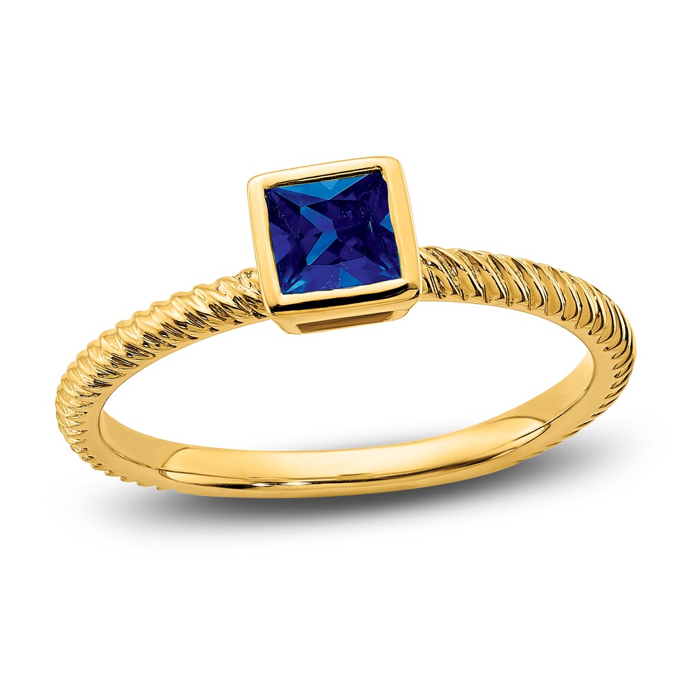 Natural Blue Sapphire Square Bezel Ring 14K Yellow Gold 8TbhiTCD Natural Blue Sapphire Square Bezel Ring 14K Yellow Gold 8TbhiTCD