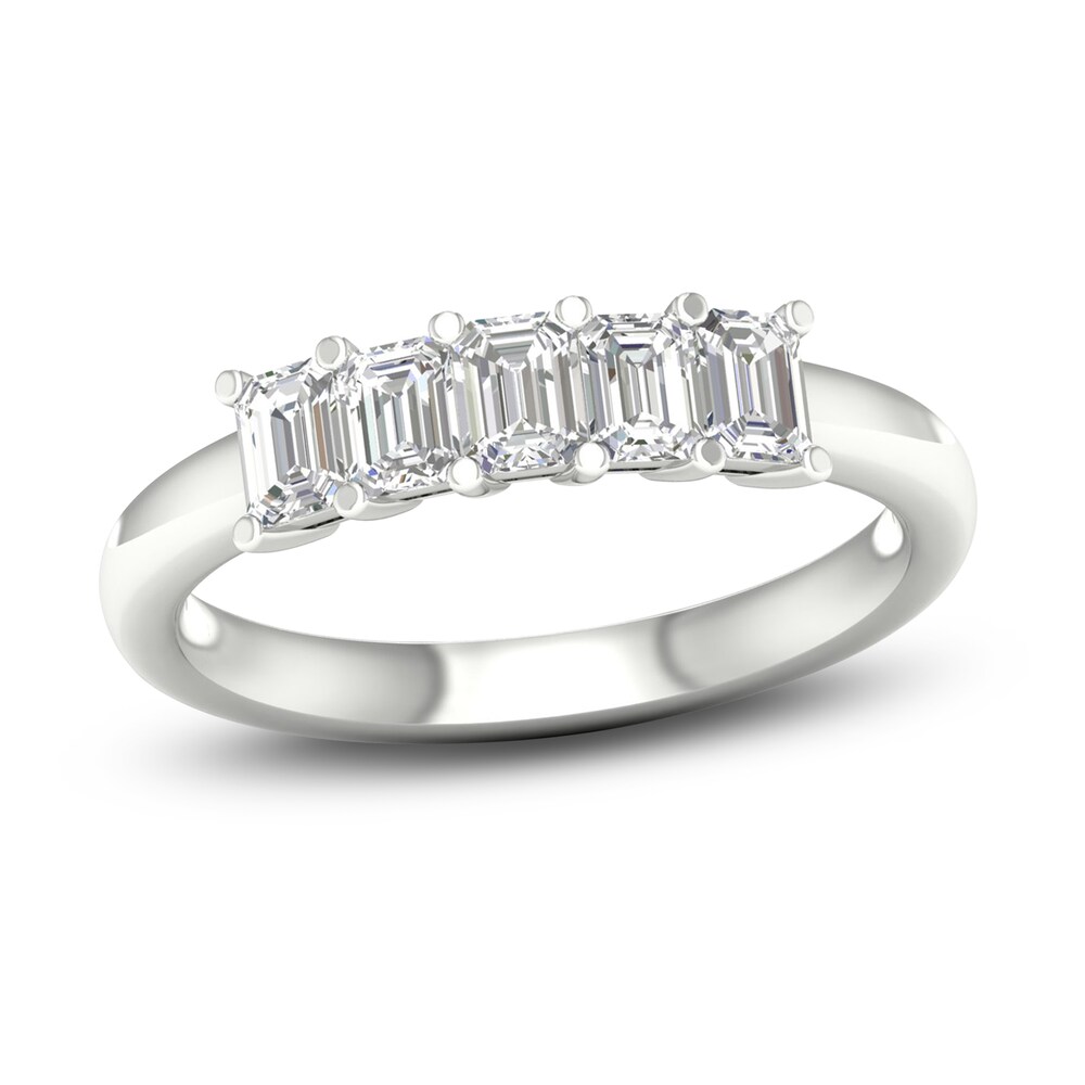 Diamond 5-Stone Anniversary Band 1 ct tw Emerald 14K White Gold 8UDu7b9r Diamond 5-Stone Anniversary Band 1 ct tw Emerald 14K White Gold 8UDu7b9r