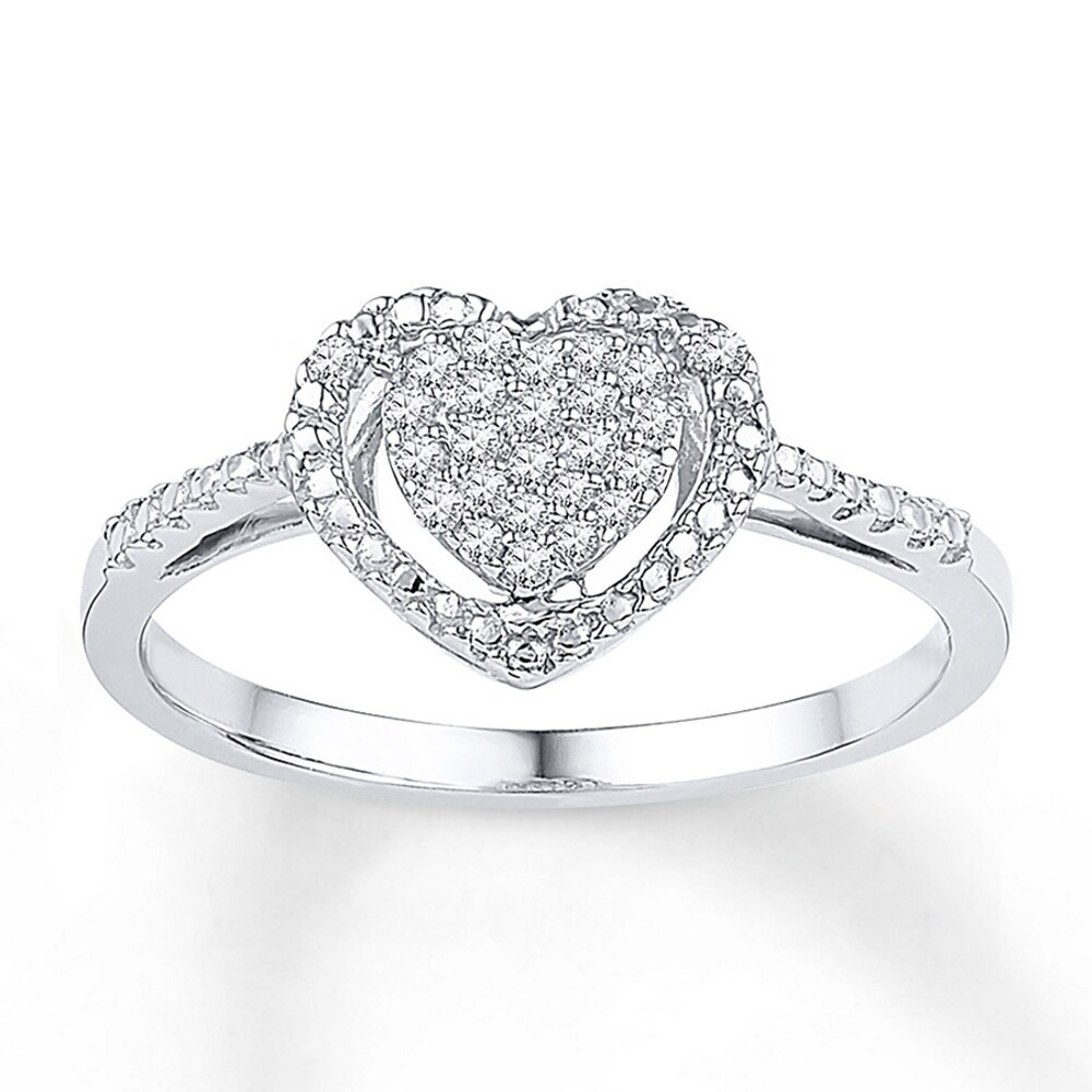 Diamond Heart Ring 1/8 ct tw Round-cut 10K White Gold 8Yh4RAIm Diamond Heart Ring 1/8 ct tw Round-cut 10K White Gold 8Yh4RAIm