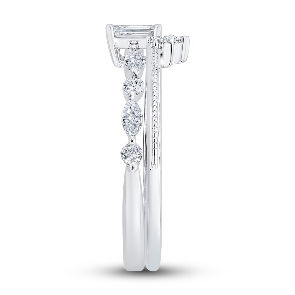 Diamond Engagement Ring 1/2 ct tw Emerald/Round/Marquise 14K White Gold 8jY9H1bE Diamond Engagement Ring 1/2 ct tw Emerald/Round/Marquise 14K White Gold 8jY9H1bE