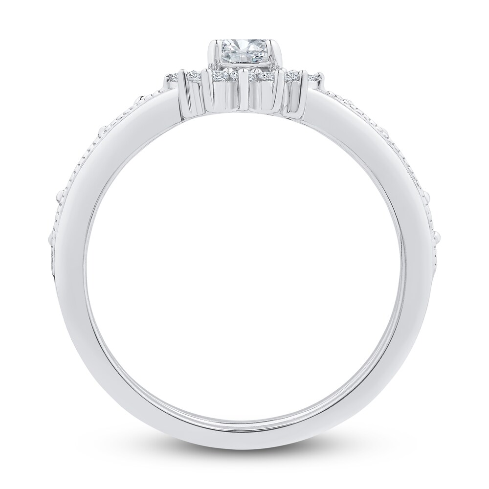 Diamond Engagement Ring 1/2 ct tw Emerald/Round/Marquise 14K White Gold 8jY9H1bE Diamond Engagement Ring 1/2 ct tw Emerald/Round/Marquise 14K White Gold 8jY9H1bE