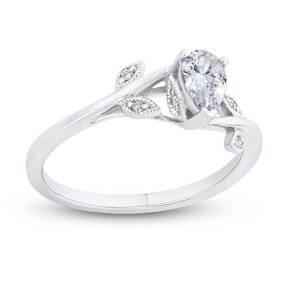 Diamond Engagement Ring 3/8 ct tw Pear-shaped/Round 14K White Gold 8knre9jx Diamond Engagement Ring 3/8 ct tw Pear-shaped/Round 14K White Gold 8knre9jx