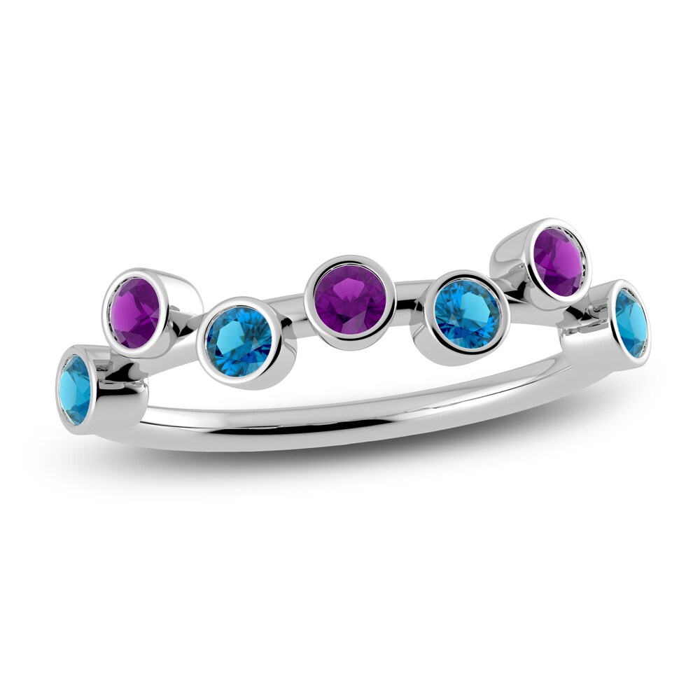 Juliette Maison Natural Amethyst & Natural Blue Zircon Ring 10K White Gold 95O1oIZL Juliette Maison Natural Amethyst & Natural Blue Zircon Ring 10K White Gold 95O1oIZL
