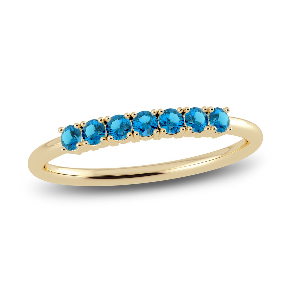 Juliette Maison Natural Blue Zircon Half Eternity Ring 10K Yellow Gold 96ZJQ7Pz Juliette Maison Natural Blue Zircon Half Eternity Ring 10K Yellow Gold 96ZJQ7Pz