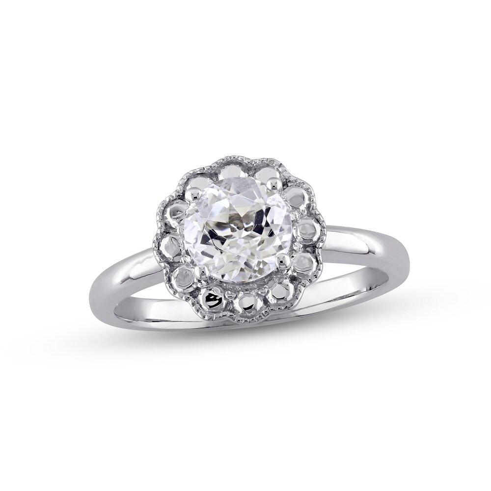 Natural White Topaz Flower Ring 10K White Gold 98SnNq7Q Natural White Topaz Flower Ring 10K White Gold 98SnNq7Q