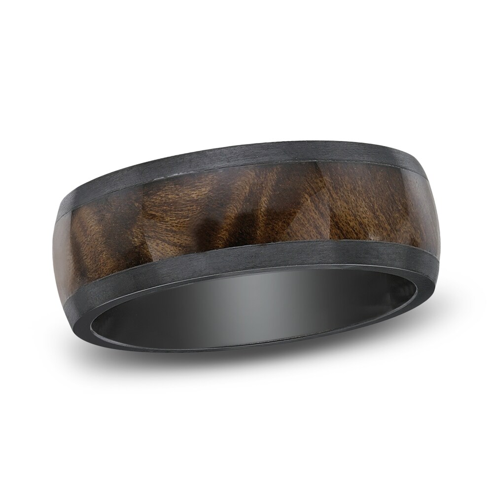 Men's Wood Inlay Wedding Band Black Zirconium 8.0mm 99jTsrgI Men's Wood Inlay Wedding Band Black Zirconium 8.0mm 99jTsrgI