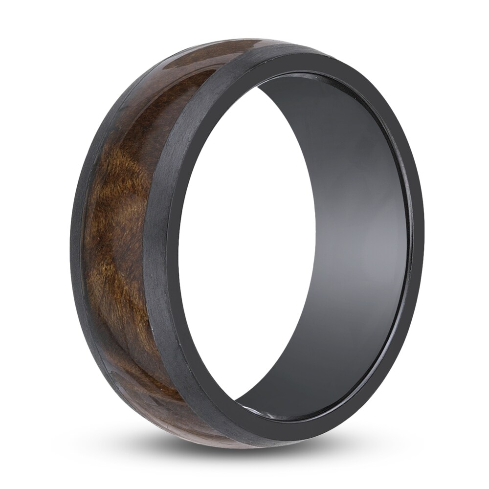 Men\'s Wood Inlay Wedding Band Black Zirconium 8.0mm 99jTsrgI Men\'s Wood Inlay Wedding Band Black Zirconium 8.0mm 99jTsrgI