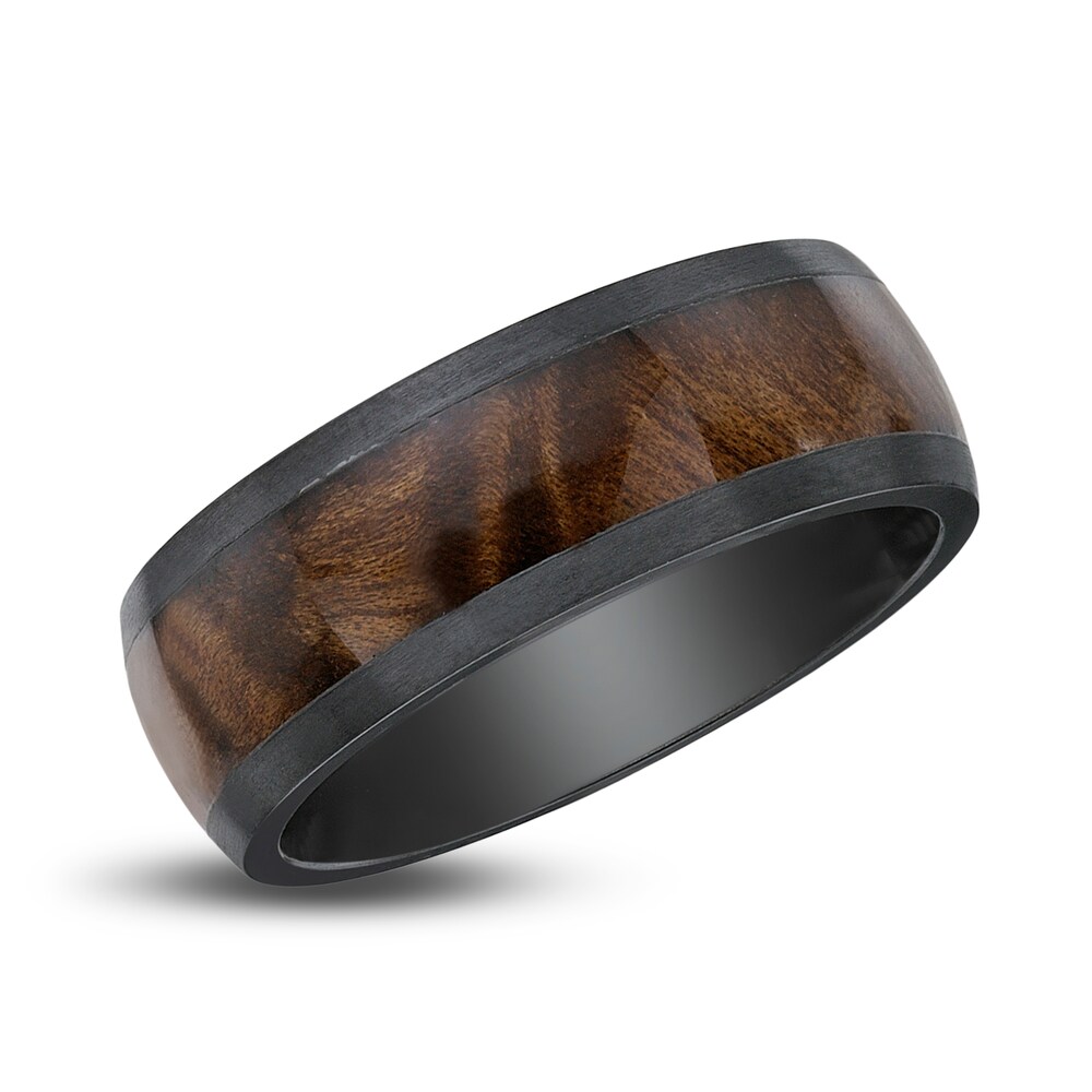 Men\'s Wood Inlay Wedding Band Black Zirconium 8.0mm 99jTsrgI Men\'s Wood Inlay Wedding Band Black Zirconium 8.0mm 99jTsrgI