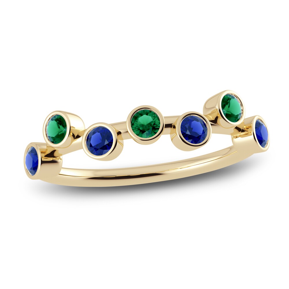 Juliette Maison Natural Blue Sapphire & Natural Emerald Ring 10K Yellow Gold 9K1rkpw5 Juliette Maison Natural Blue Sapphire & Natural Emerald Ring 10K Yellow Gold 9K1rkpw5