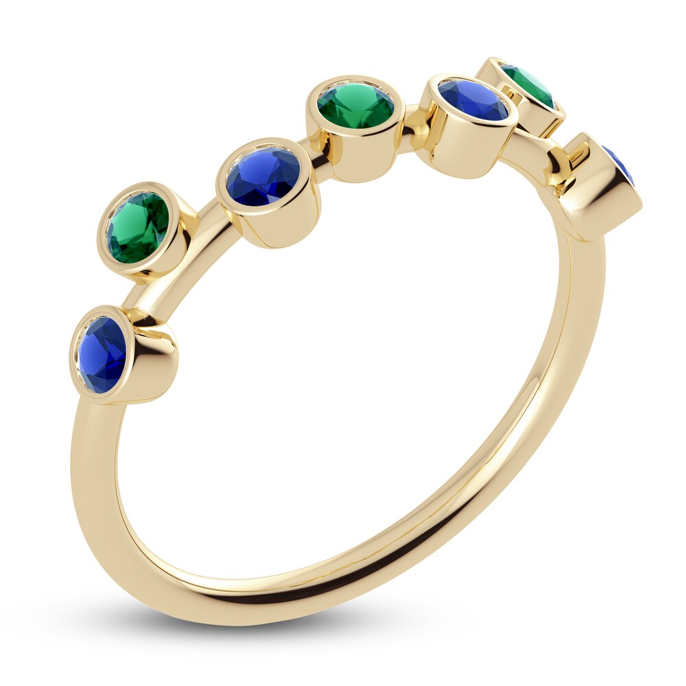 Juliette Maison Natural Blue Sapphire & Natural Emerald Ring 10K Yellow Gold 9K1rkpw5 Juliette Maison Natural Blue Sapphire & Natural Emerald Ring 10K Yellow Gold 9K1rkpw5