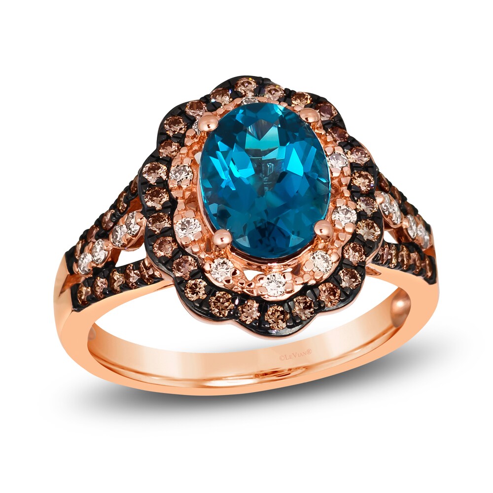 Le Vian Natural Blue Topaz Ring 5/8 ct tw Round 14K Strawberry Gold 9U1olcSI Le Vian Natural Blue Topaz Ring 5/8 ct tw Round 14K Strawberry Gold 9U1olcSI