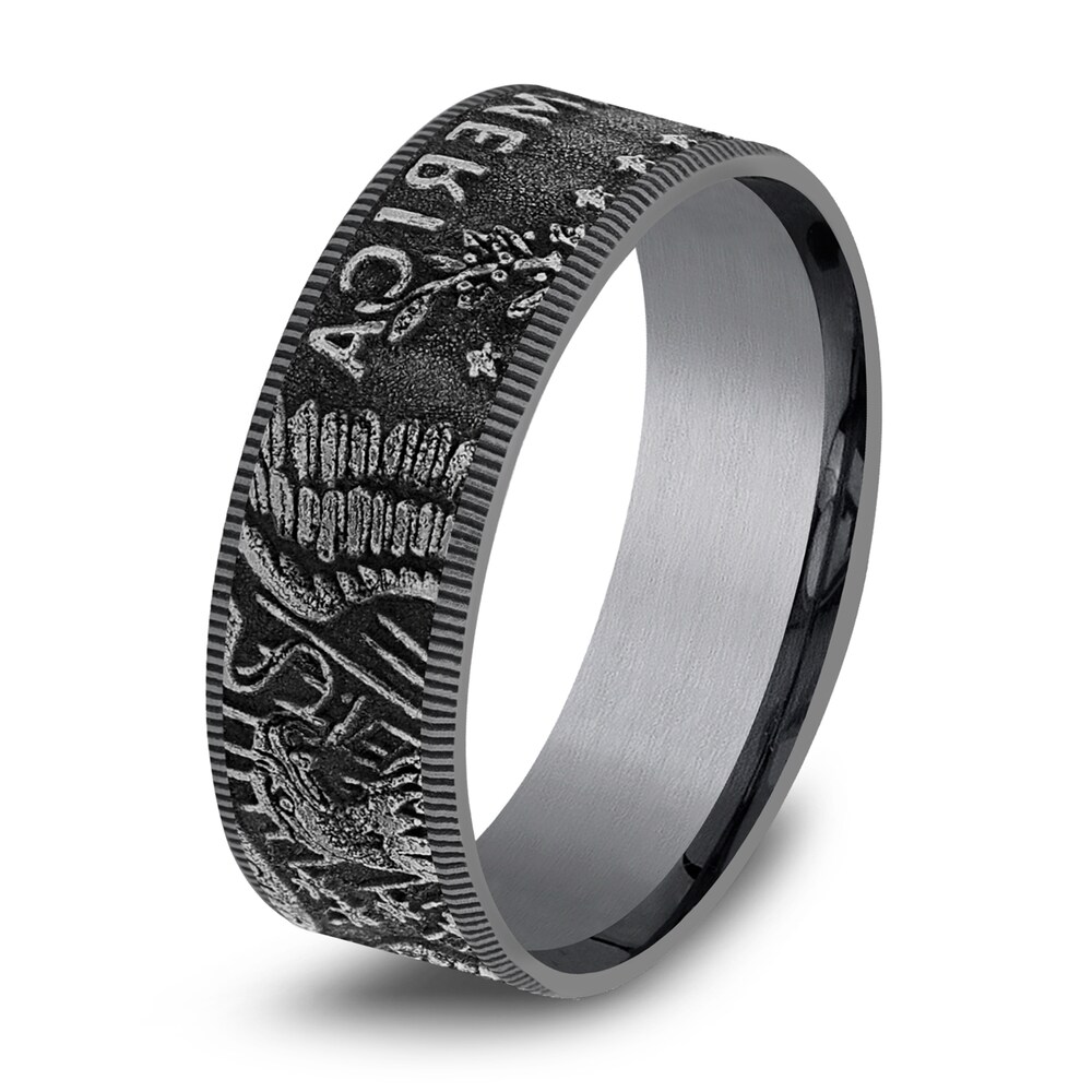 Coin Wedding Band Dark Tantalum 8mm 9adWwCiv Coin Wedding Band Dark Tantalum 8mm 9adWwCiv