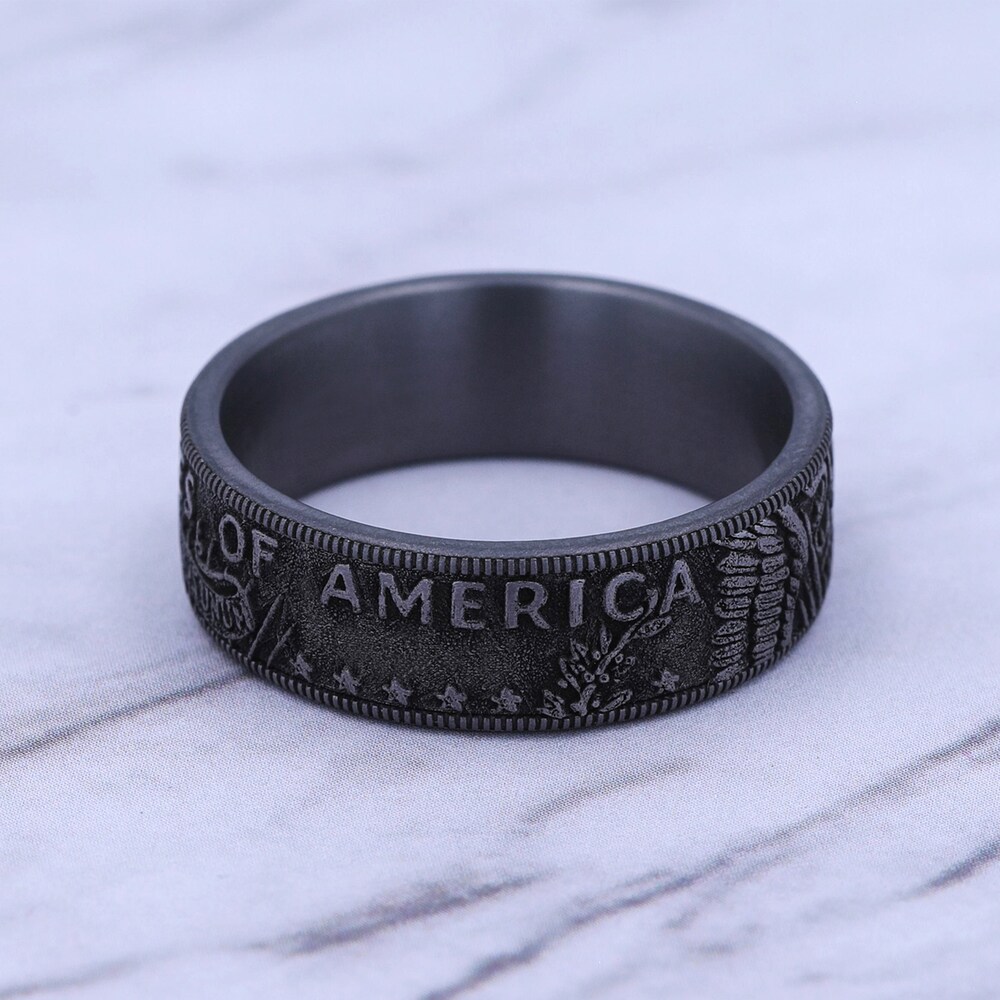 Coin Wedding Band Dark Tantalum 8mm 9adWwCiv Coin Wedding Band Dark Tantalum 8mm 9adWwCiv