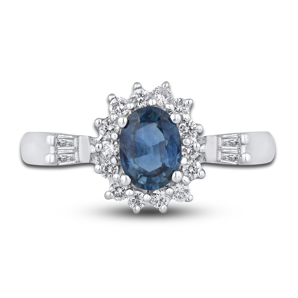 Natural Blue Sapphire Ring 1/3 ct tw Diamonds 14K White Gold 9heElsE6 Natural Blue Sapphire Ring 1/3 ct tw Diamonds 14K White Gold 9heElsE6