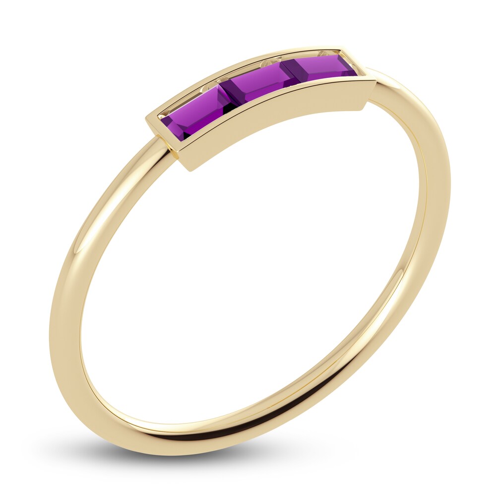 Juliette Maison Natural Amethyst Baguette Bar Ring 10K Yellow Gold 9lUI1724