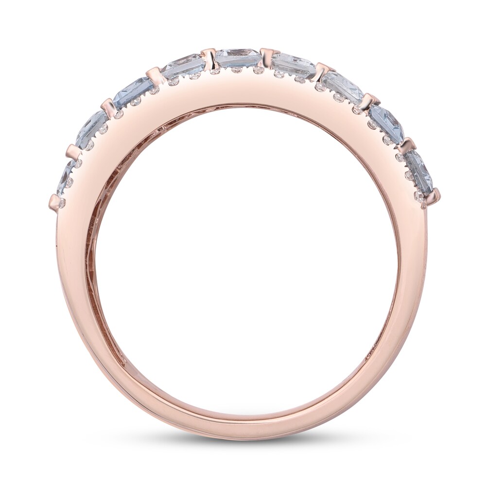 Natural Aquamarine Anniversary Ring 1/5 ct tw Diamonds 14K Rose Gold 9qphAAHk Natural Aquamarine Anniversary Ring 1/5 ct tw Diamonds 14K Rose Gold 9qphAAHk