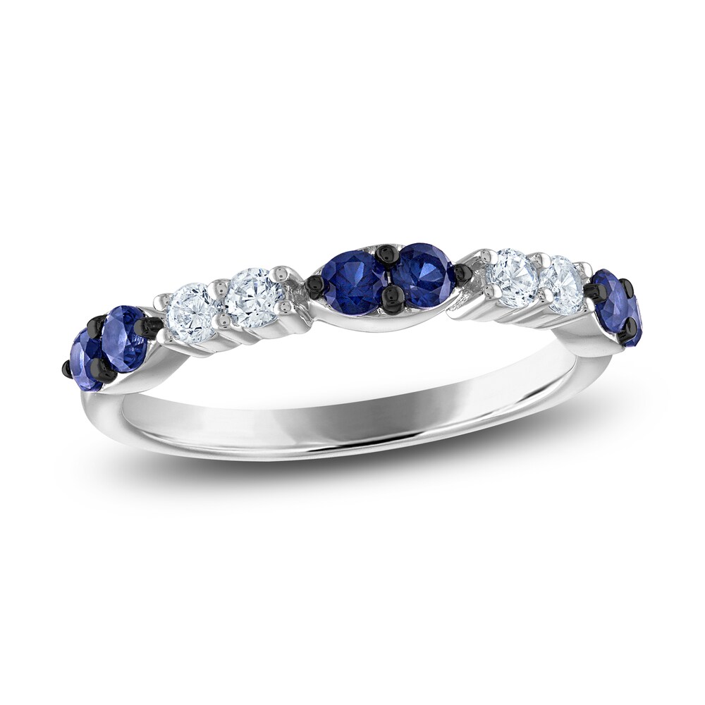 Vera Wang WISH Natural Blue Sapphire Band 1/6 ct tw Diamonds 10K White Gold 9uCaRIFY Vera Wang WISH Natural Blue Sapphire Band 1/6 ct tw Diamonds 10K White Gold 9uCaRIFY