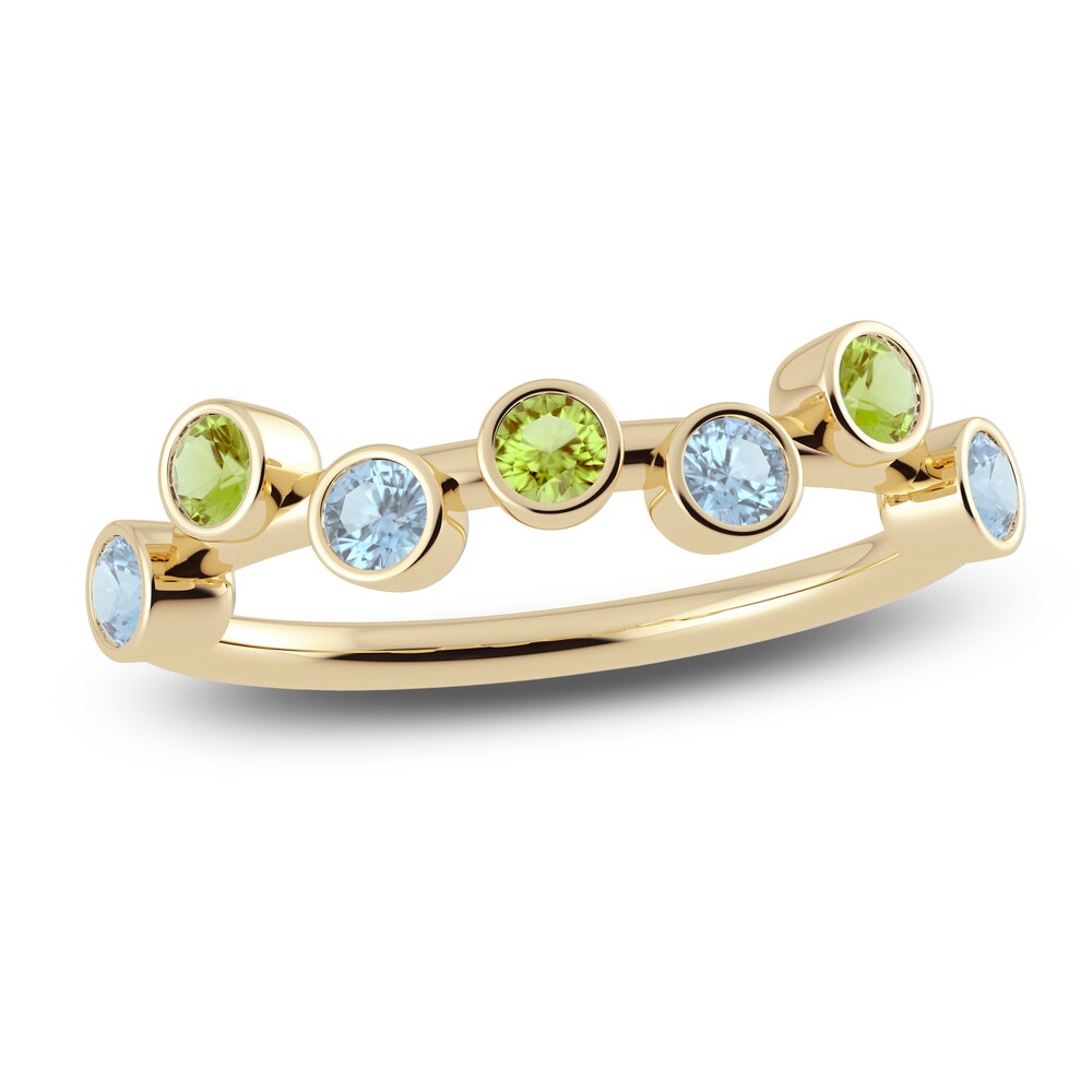 Juliette Maison Natural Peridot & Natural Aquamarine Ring 10K Yellow Gold 9v5mdPQL