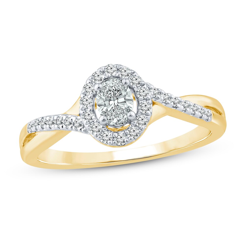 Diamond Ring 3/8 ct tw Oval/Round 10K Yellow Gold A5KkLfx4 Diamond Ring 3/8 ct tw Oval/Round 10K Yellow Gold A5KkLfx4