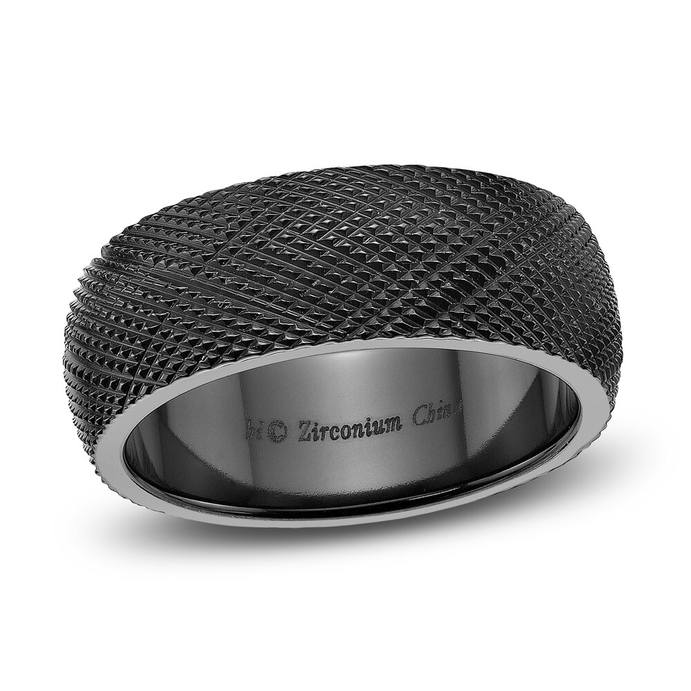 Men's Textured Top Wedding Band Black Zirconium 8.0mm A7IlWyri
