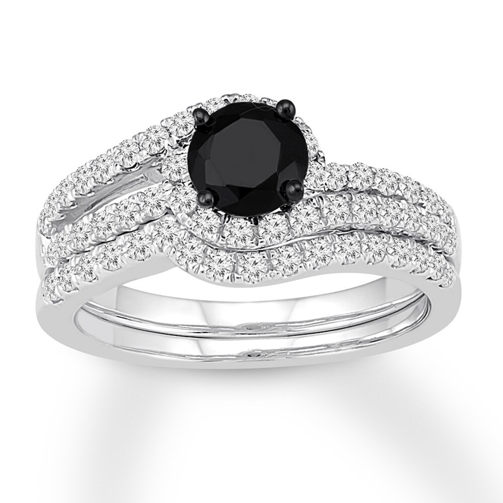 Black & White Diamond Bridal Set 1-1/4 cts tw 14K White Gold ADsyZPi8 Black & White Diamond Bridal Set 1-1/4 cts tw 14K White Gold ADsyZPi8