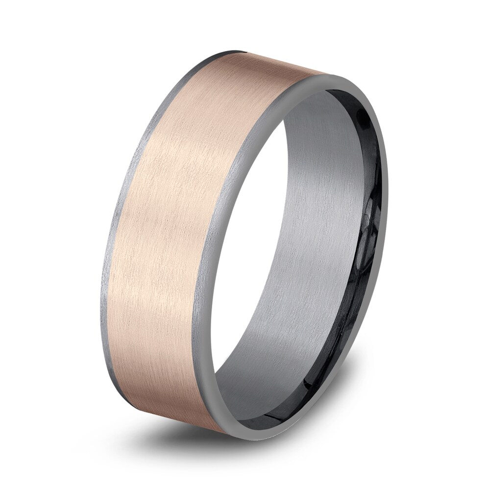Men\'s Satin Wedding Band 14K Rose Gold/Tantalum 7.5mm AHltNsTP Men\'s Satin Wedding Band 14K Rose Gold/Tantalum 7.5mm AHltNsTP