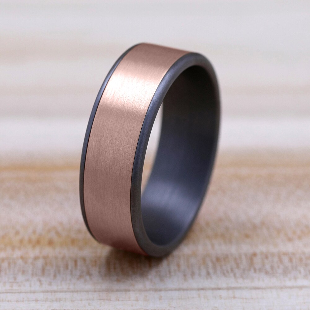 Men\'s Satin Wedding Band 14K Rose Gold/Tantalum 7.5mm AHltNsTP Men\'s Satin Wedding Band 14K Rose Gold/Tantalum 7.5mm AHltNsTP