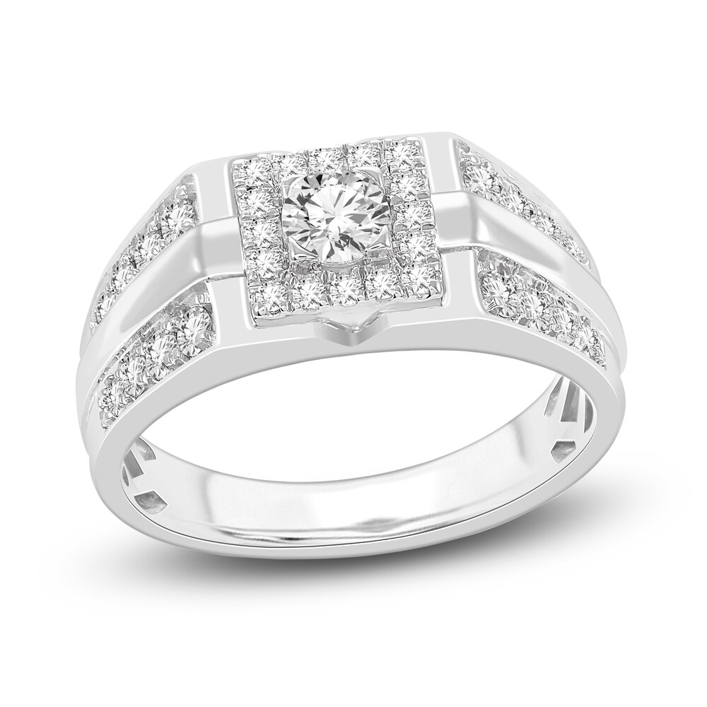 Men's Diamond Ring 1 ct tw Round 14K White Gold AJb3H2K0 Men's Diamond Ring 1 ct tw Round 14K White Gold AJb3H2K0