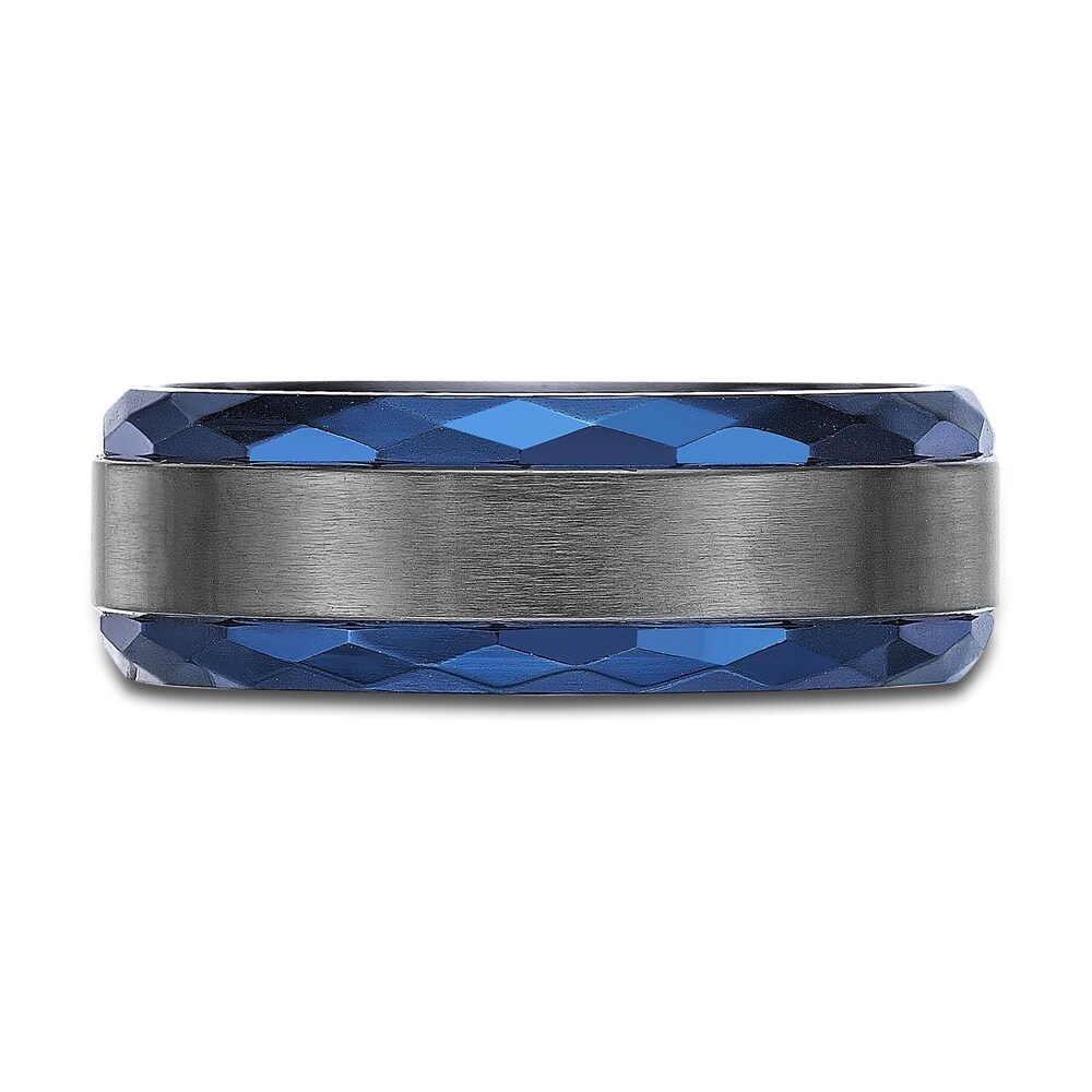 Men\'s Wedding Band Black Zirconium/Blue Ion-Plating 8.0mm AMVhBMnj Men\'s Wedding Band Black Zirconium/Blue Ion-Plating 8.0mm AMVhBMnj