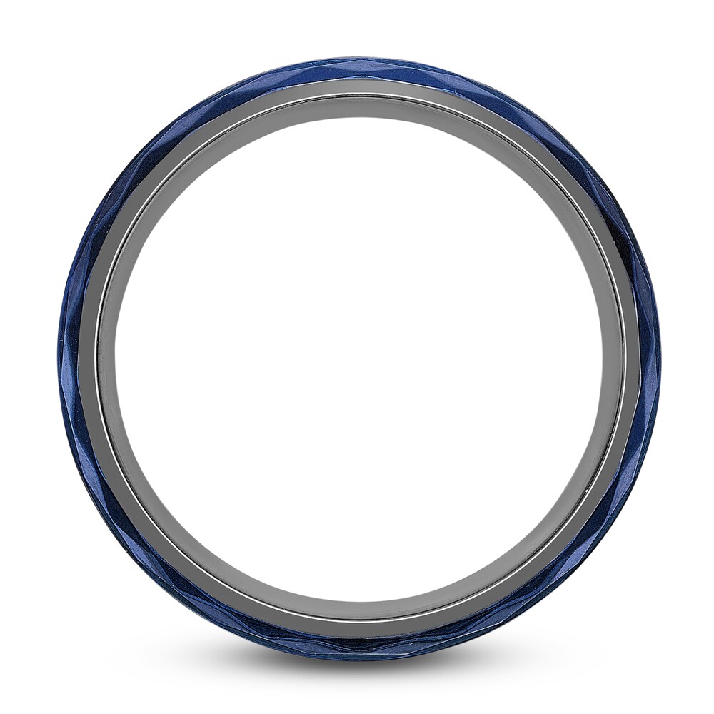 Men\'s Wedding Band Black Zirconium/Blue Ion-Plating 8.0mm AMVhBMnj Men\'s Wedding Band Black Zirconium/Blue Ion-Plating 8.0mm AMVhBMnj