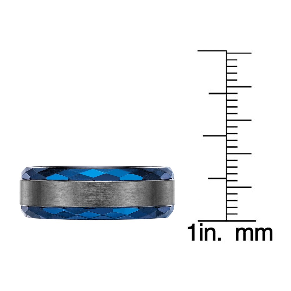 Men\'s Wedding Band Black Zirconium/Blue Ion-Plating 8.0mm AMVhBMnj Men\'s Wedding Band Black Zirconium/Blue Ion-Plating 8.0mm AMVhBMnj