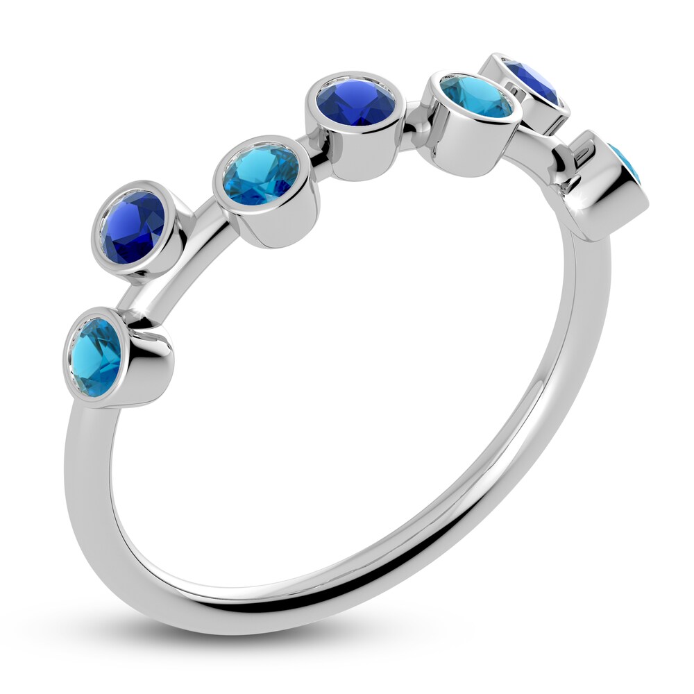 Juliette Maison Natural Blue Zircon & Natural Blue Sapphire Ring 10K White Gold AgfHkAUi
