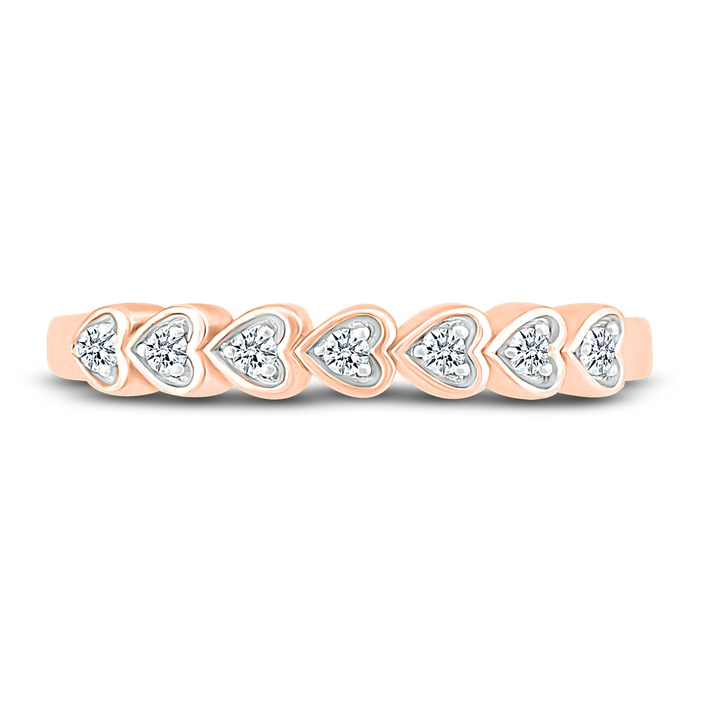 Diamond Heart Anniversary Band 1/10 ct tw Round 14K Rose Gold AjFB7cMT Diamond Heart Anniversary Band 1/10 ct tw Round 14K Rose Gold AjFB7cMT