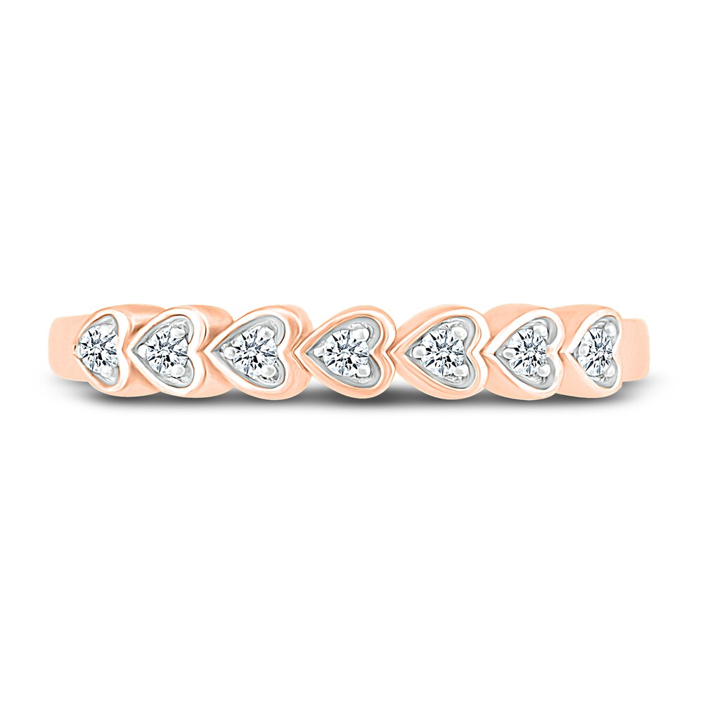 Diamond Heart Anniversary Band 1/10 ct tw Round 14K Rose Gold AjFB7cMT Diamond Heart Anniversary Band 1/10 ct tw Round 14K Rose Gold AjFB7cMT