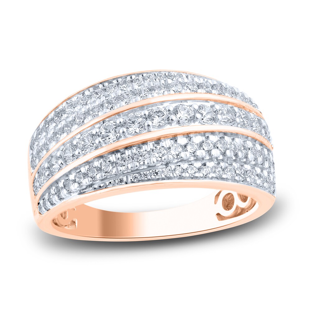 Diamond Multi-Row Anniversary Band 1 ct tw Round 14K Rose Gold Av6qy12a Diamond Multi-Row Anniversary Band 1 ct tw Round 14K Rose Gold Av6qy12a