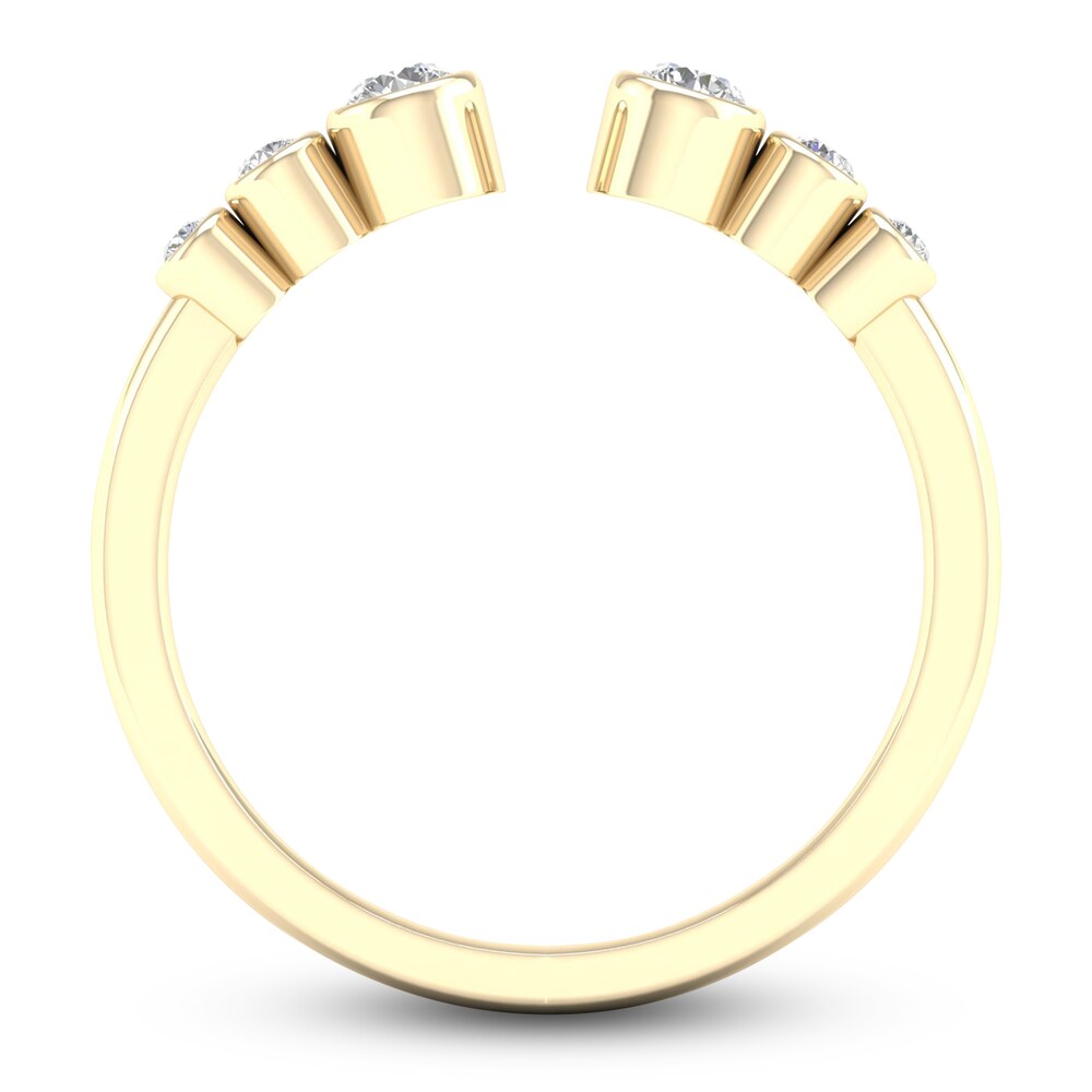 Diamond Bezel Open Cuff Wedding Band 1/5 ct tw Round 14K Yellow Gold AzXJeaux