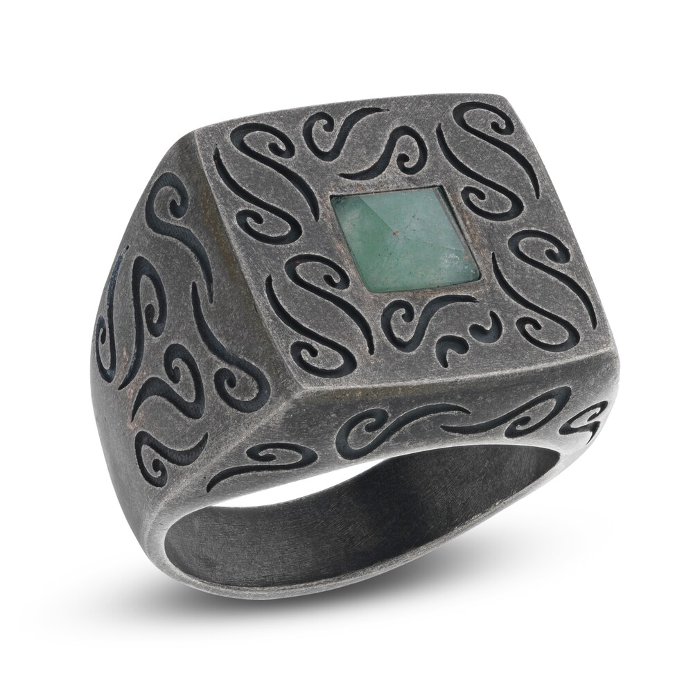 Marco Dal Maso Ara Men's Natural Green Aventurine Ring Sterling Silver B5TP4DOO Marco Dal Maso Ara Men's Natural Green Aventurine Ring Sterling Silver B5TP4DOO