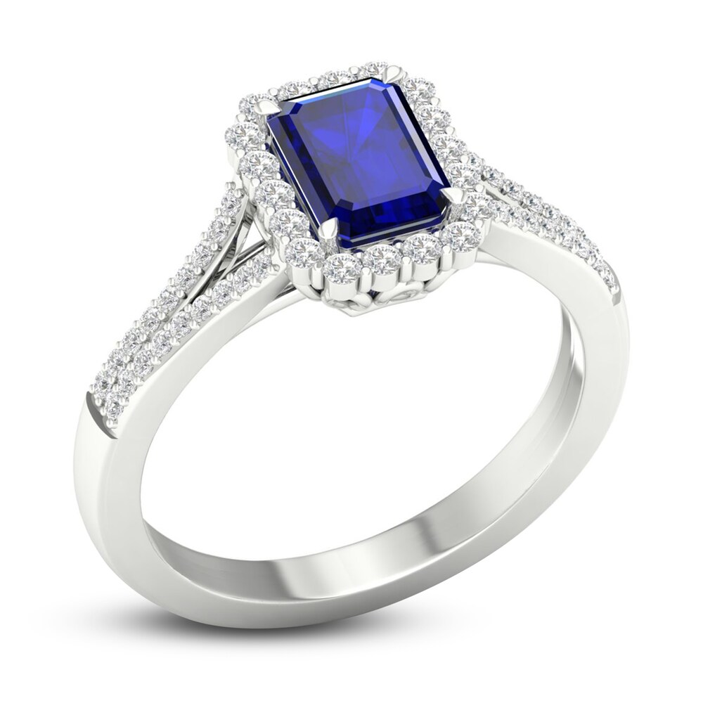 Lab-Created Blue Sapphire & Lab-Created White Sapphire Ring 10K White Gold B9T7tToh Lab-Created Blue Sapphire & Lab-Created White Sapphire Ring 10K White Gold B9T7tToh