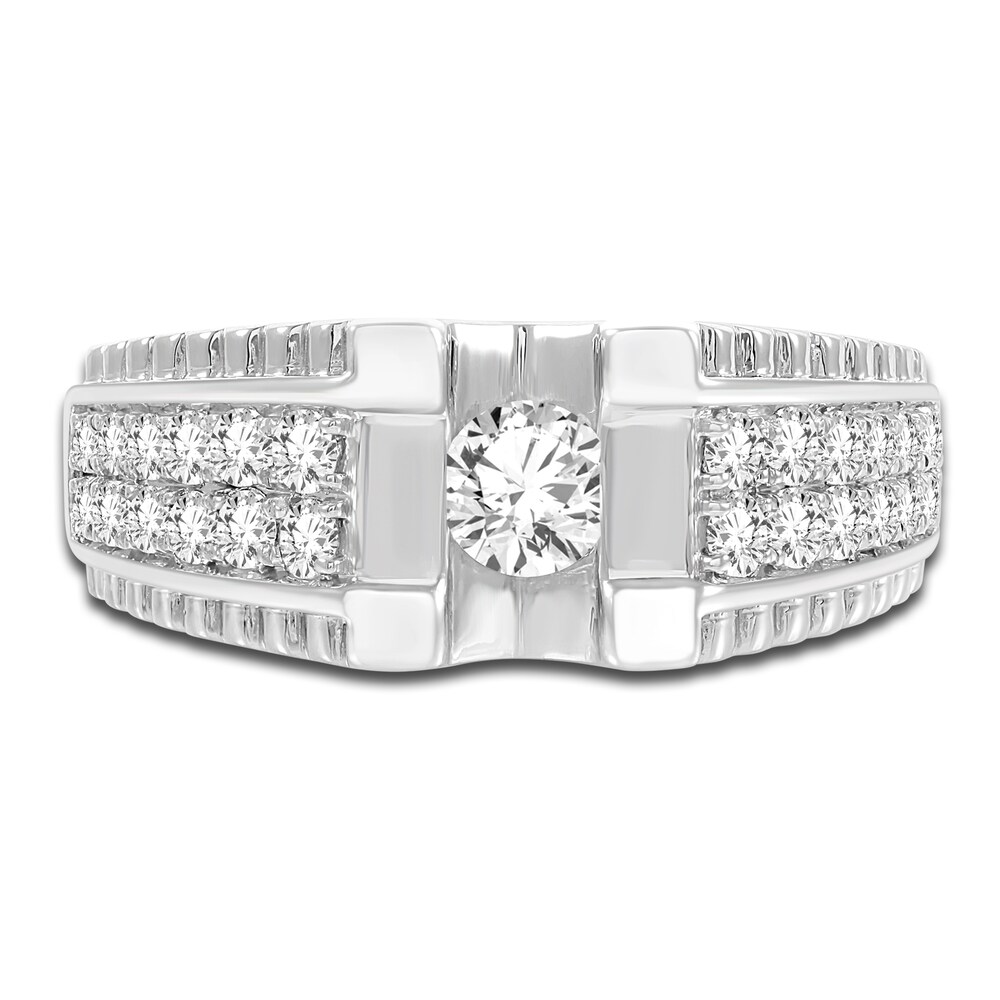 Men\'s Diamond Ring 1 ct tw Round 14K White Gold BHgbAUWE Men\'s Diamond Ring 1 ct tw Round 14K White Gold BHgbAUWE