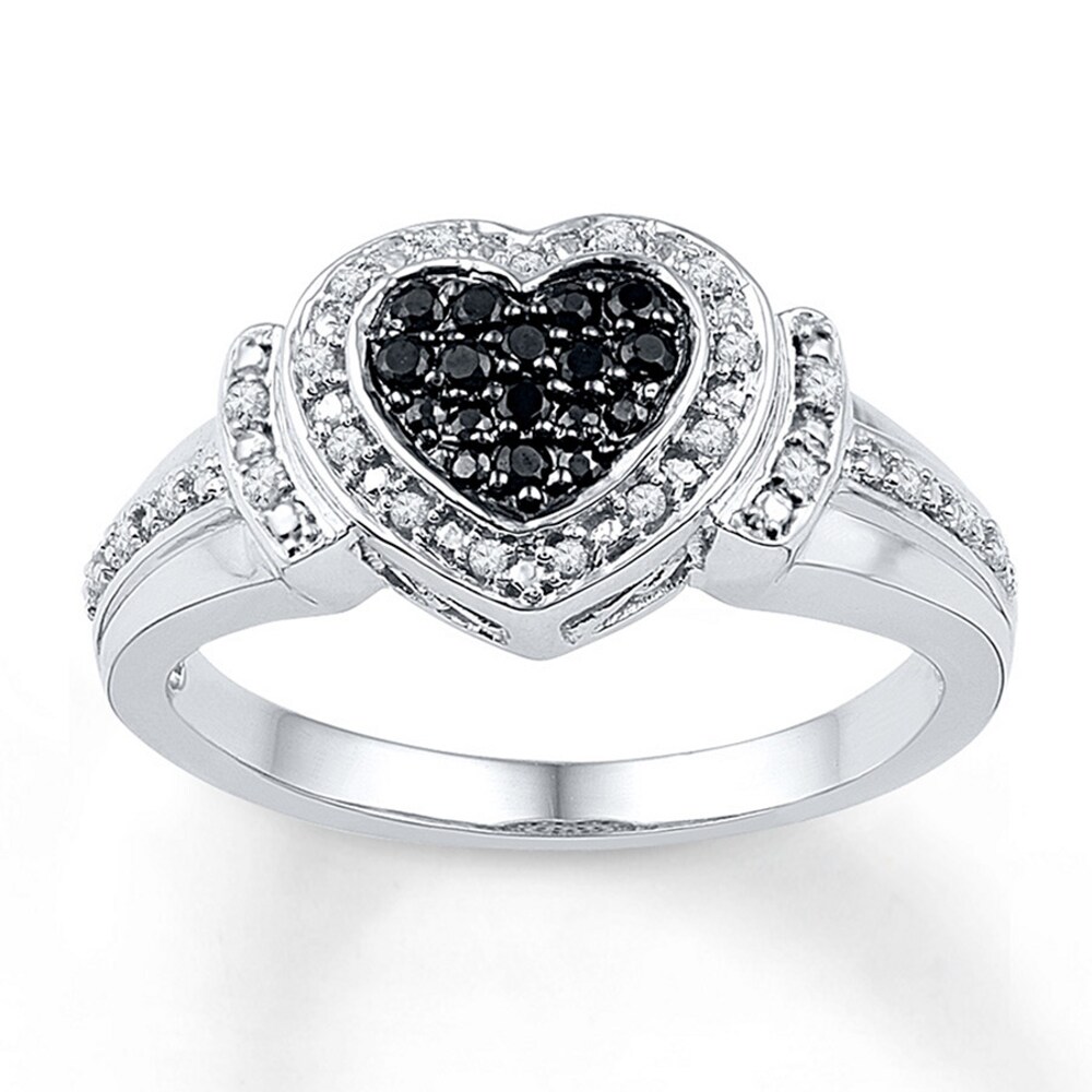 Black/White Diamond Heart Ring 1/4 ct tw Sterling Silver BPpfSSIg Black/White Diamond Heart Ring 1/4 ct tw Sterling Silver BPpfSSIg