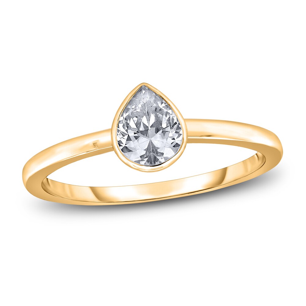 Diamond Solitaire Engagement Ring 1 ct tw Bezel-Set Pear 14K Yellow Gold (I2/I) BgI4iF7e Diamond Solitaire Engagement Ring 1 ct tw Bezel-Set Pear 14K Yellow Gold (I2/I) BgI4iF7e