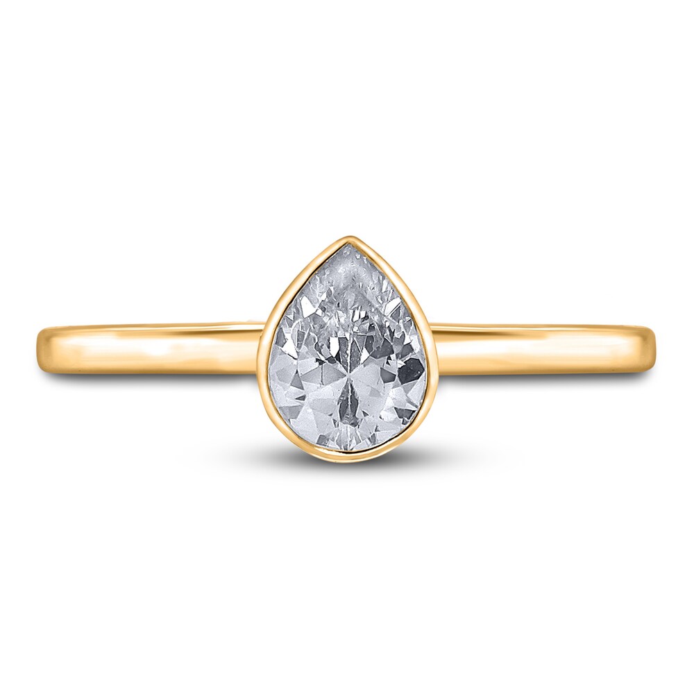 Diamond Solitaire Engagement Ring 1 ct tw Bezel-Set Pear 14K Yellow Gold (I2/I) BgI4iF7e