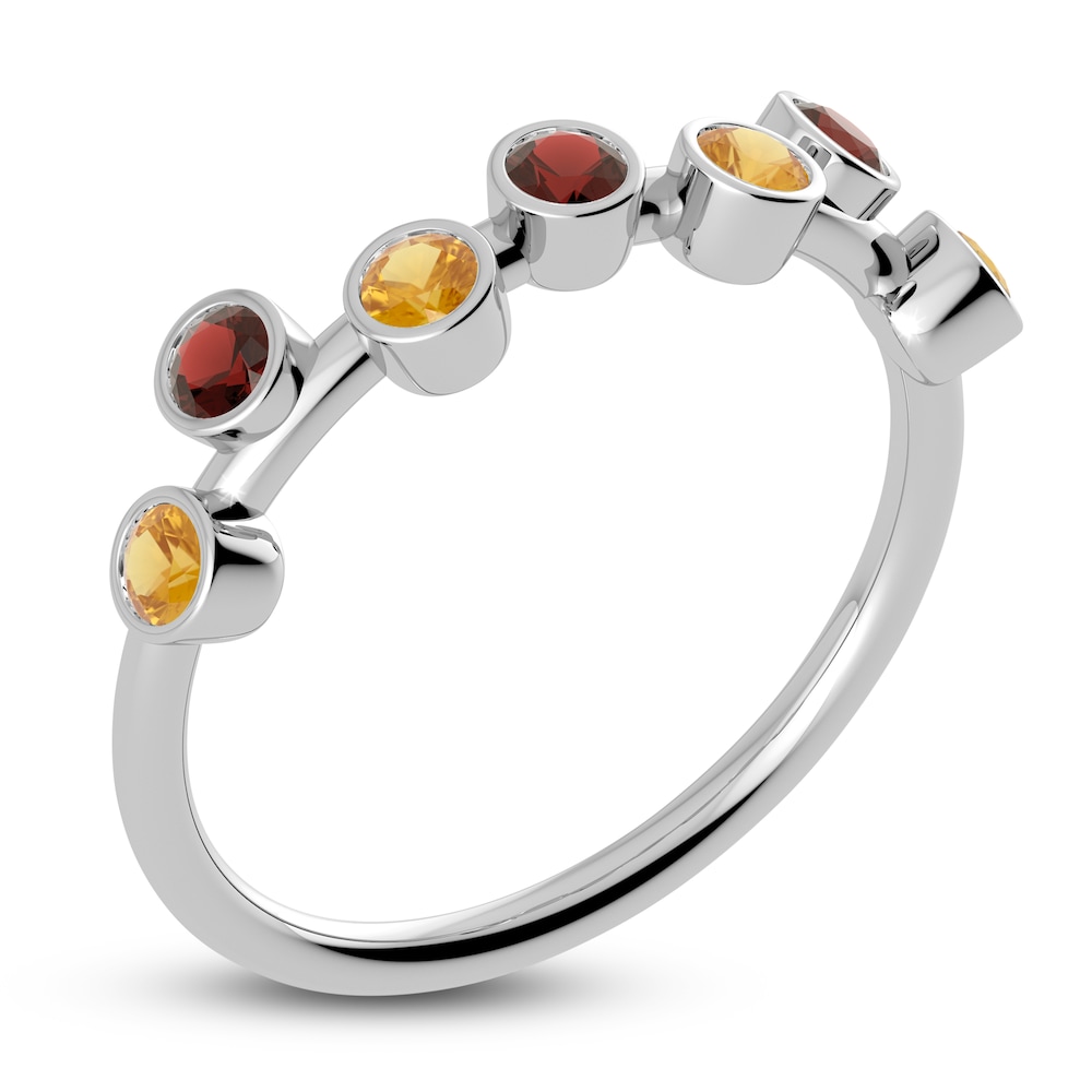 Juliette Maison Natural Citrine & Natural Garnet Ring 10K White Gold BiE1Yaqy