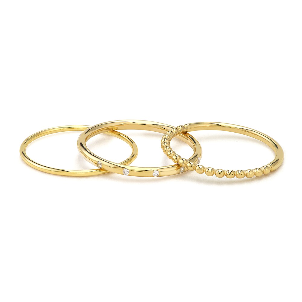 Stackable Diamond Ring Set Diamond Accents 14K Yellow Gold Bk5JKBT5 Stackable Diamond Ring Set Diamond Accents 14K Yellow Gold Bk5JKBT5