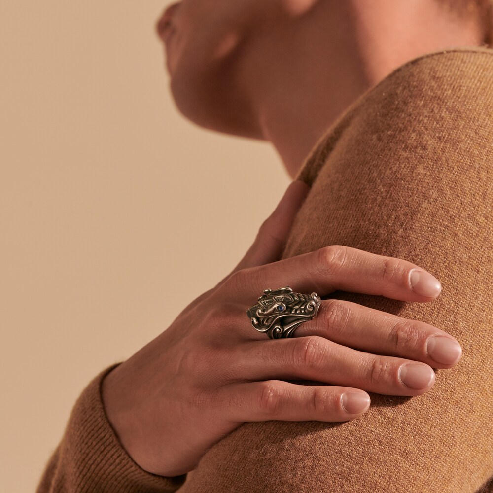 John Hardy Men\'s Legends Naga Ring Natural Blue Sapphire Sterling Silver BmOOGGZ7