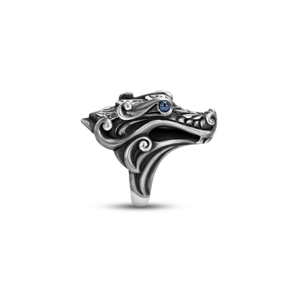 John Hardy Men\'s Legends Naga Ring Natural Blue Sapphire Sterling Silver BmOOGGZ7