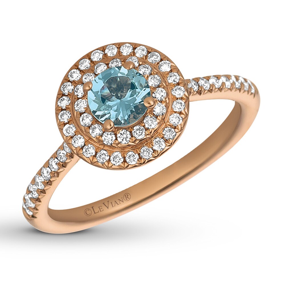 Le Vian Aquamarine Ring 1/3 ct tw Diamonds 14K Strawberry Gold Bt0G5BXH Le Vian Aquamarine Ring 1/3 ct tw Diamonds 14K Strawberry Gold Bt0G5BXH