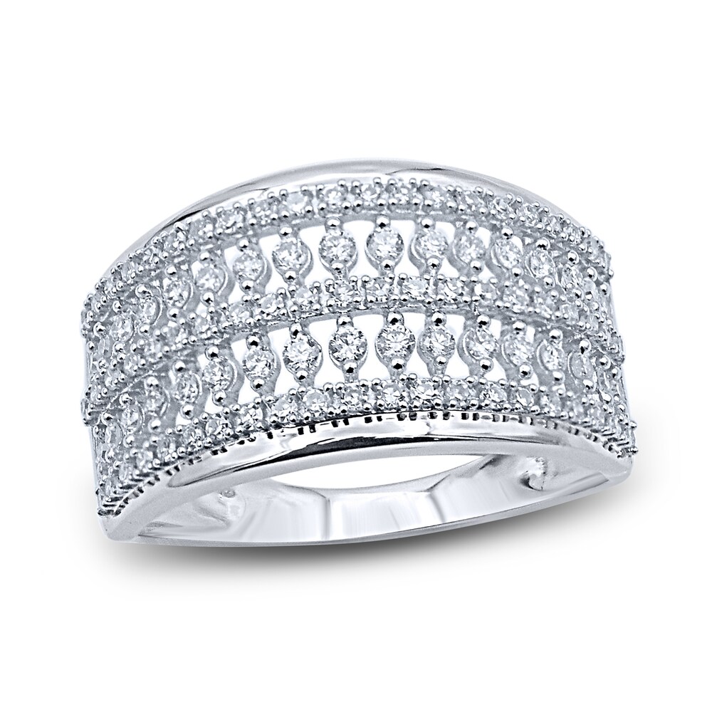 Diamond Multi-Row Anniversary Band 1/2 ct tw Round 14K White Gold BtdKIB4E Diamond Multi-Row Anniversary Band 1/2 ct tw Round 14K White Gold BtdKIB4E