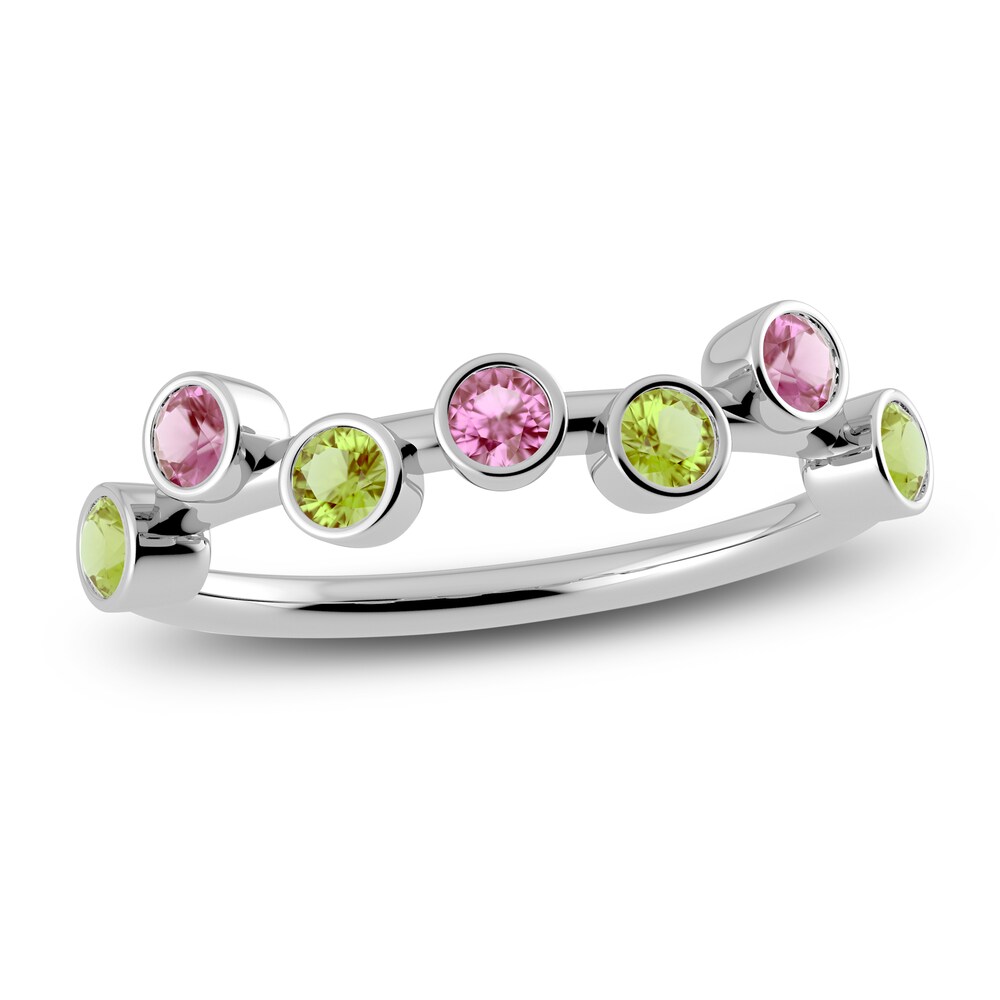 Juliette Maison Natural Peridot & Natural Pink Tourmaline Ring 10K White Gold BwYbECLV